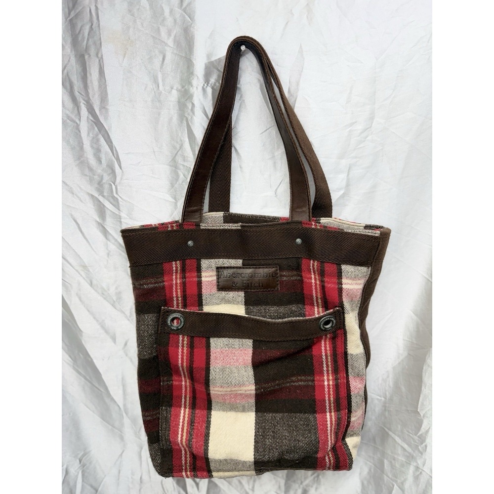 Y2K Abercrombie & Fitch Womens Medium Plaid Tote Bag